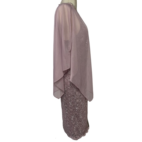 Formal Sequined Lace Dress & Shawl Jackie Jon Elegant Rose Formal Dress Size 8 - Picture 4 of 15